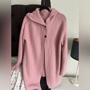Oversized Pink Women's Sweater with Hood